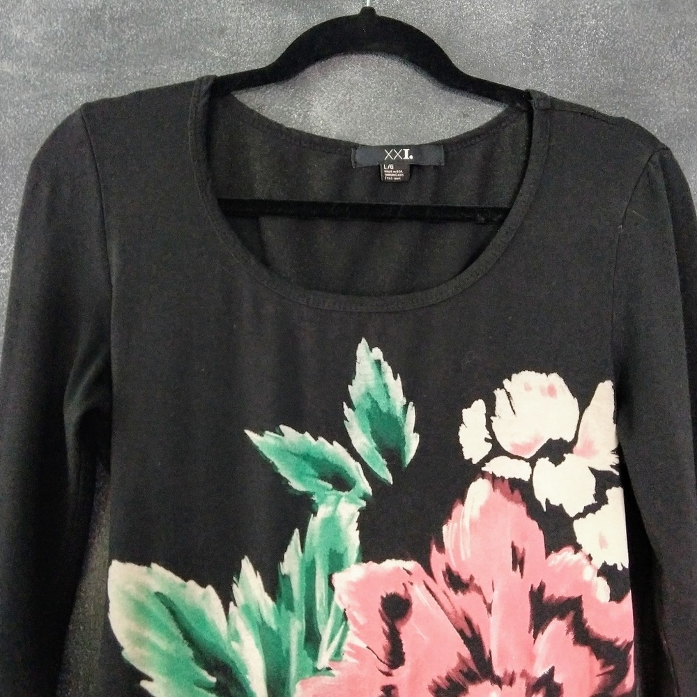 XXI Floral Long Sleeve Stretch CottonT-shirt Dress - Picture 5 of 12